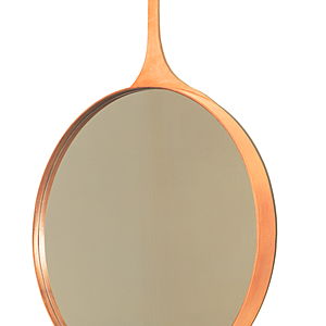 leather round mirror